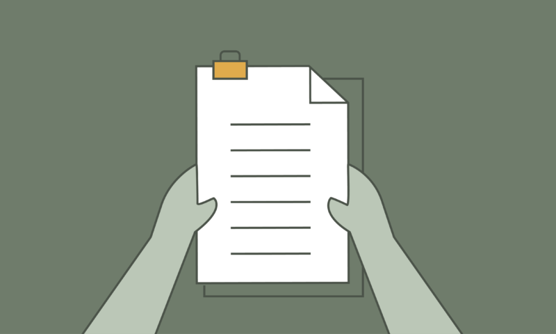 hands holding a document animated